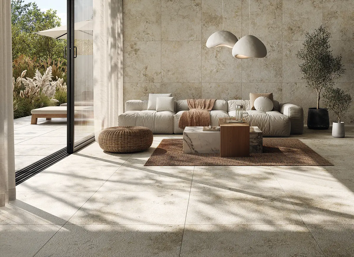 Płytki do salonu – gres wielkoformatowy